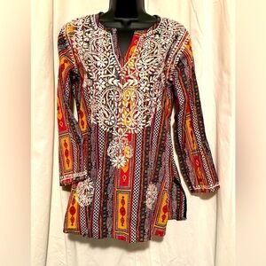 Kimaya Kama Original Embroidered Colorful Tunic Women's Sz L